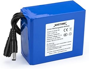 [IT_0010] NASTIMA DC12V Batterie Lithium-ION Rechargeable 5200mAh + 5,5 x 2,1 mm DC Alimentation Fiche vers Femelle